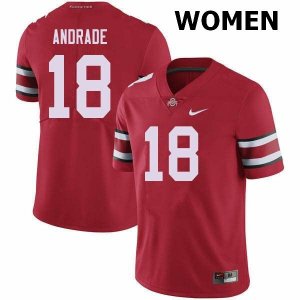 Women's Ohio State Buckeyes #18 J.P. Andrade Red Nike NCAA College Football Jersey March IJN1344AS